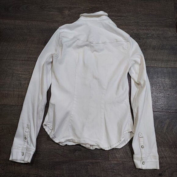 Divided by H&M Sz 4 Cotton Stretch White Snap Down Pearlizzed Western - Picture 6 of 10